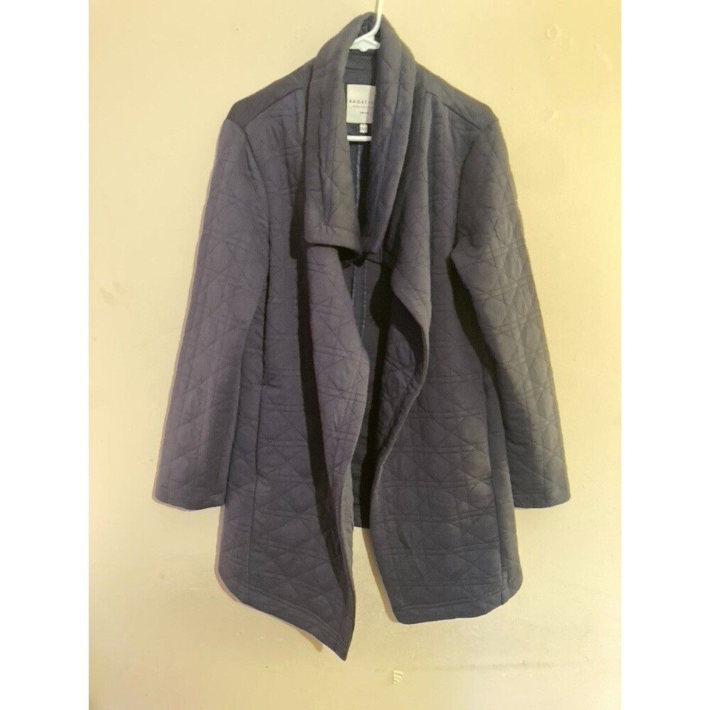 Bagatelle Womens Open Quilted Blue / Gray Jacket Coat - size Large